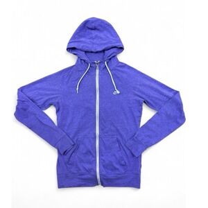 Nike Purple Full Zip Hoodie Women's M Cotton Jersey Hooded Pockets Long Sleeve